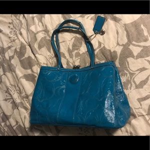 Turquoise Leather Coach Purse
